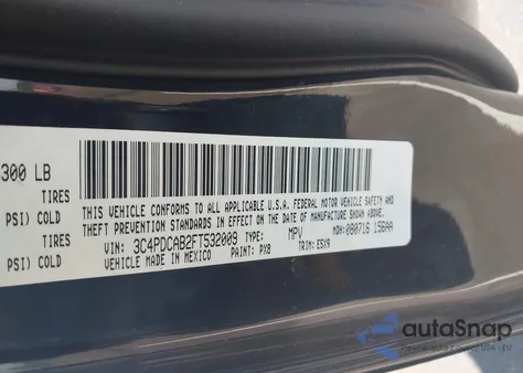 2015 Dodge Journey American Value Pkg z USA, uszkodzony, nr VIN 3C4PDCAB2FT532009